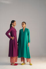 Magenta Pink Kurta With Brocade Pants