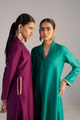Green Kurta With Brocade Pants
