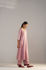 Blush Pink Banarasi Kurta With Pants