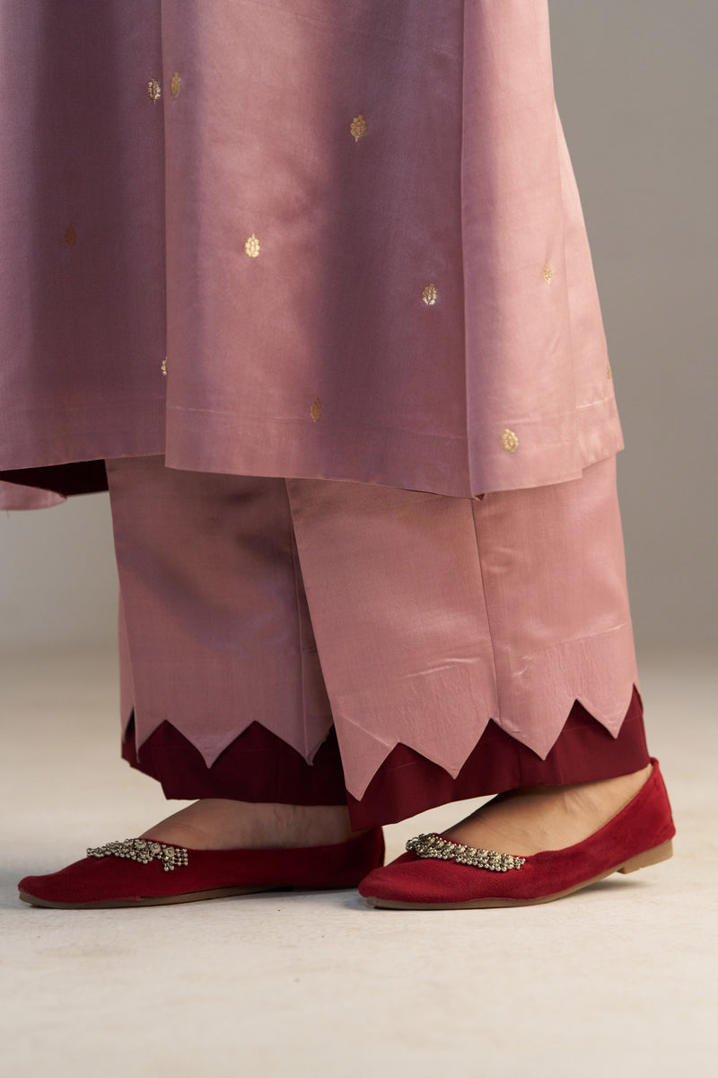 Blush Pink Banarasi Kurta With Pants