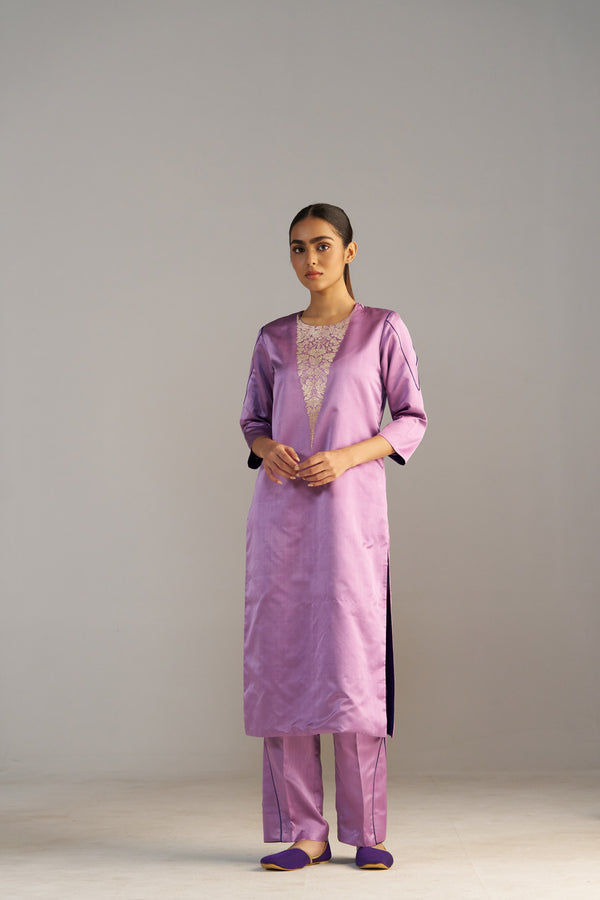 Light Purple Banarsi Kurta With Pants
