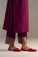 Dark Pink Banarsi Kurta With Pants