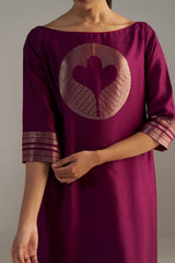 Dark Pink Banarsi Kurta With Pants