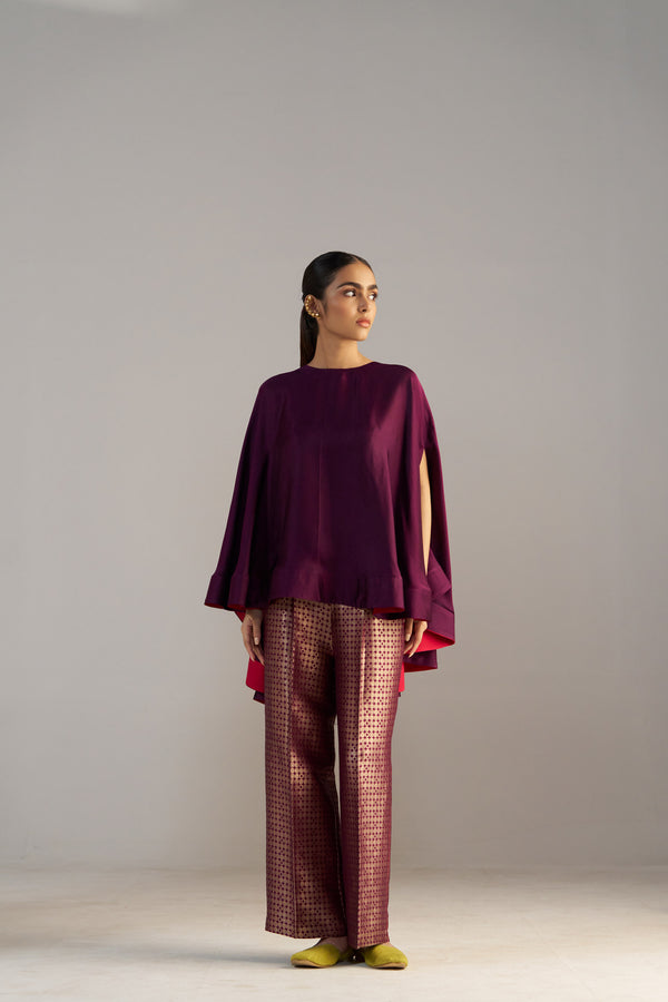 Purple Umbrella Top With Brocade Pants