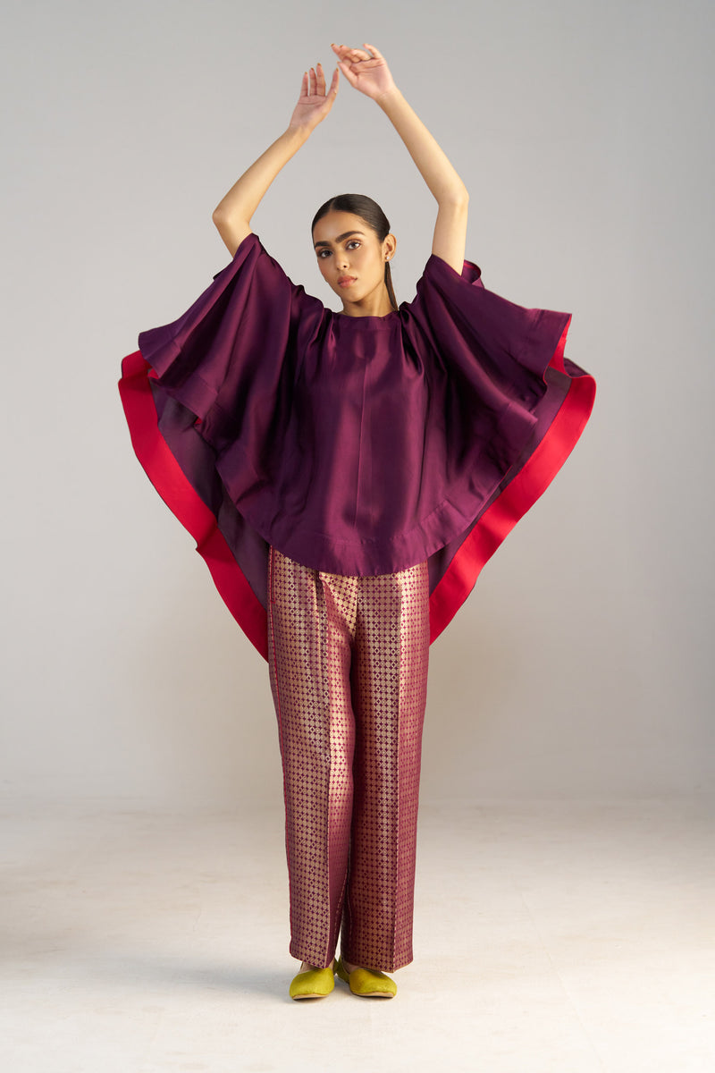 Purple Umbrella Top With Brocade Pants