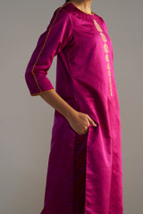 Magenta Banarsi Kurta With Pants