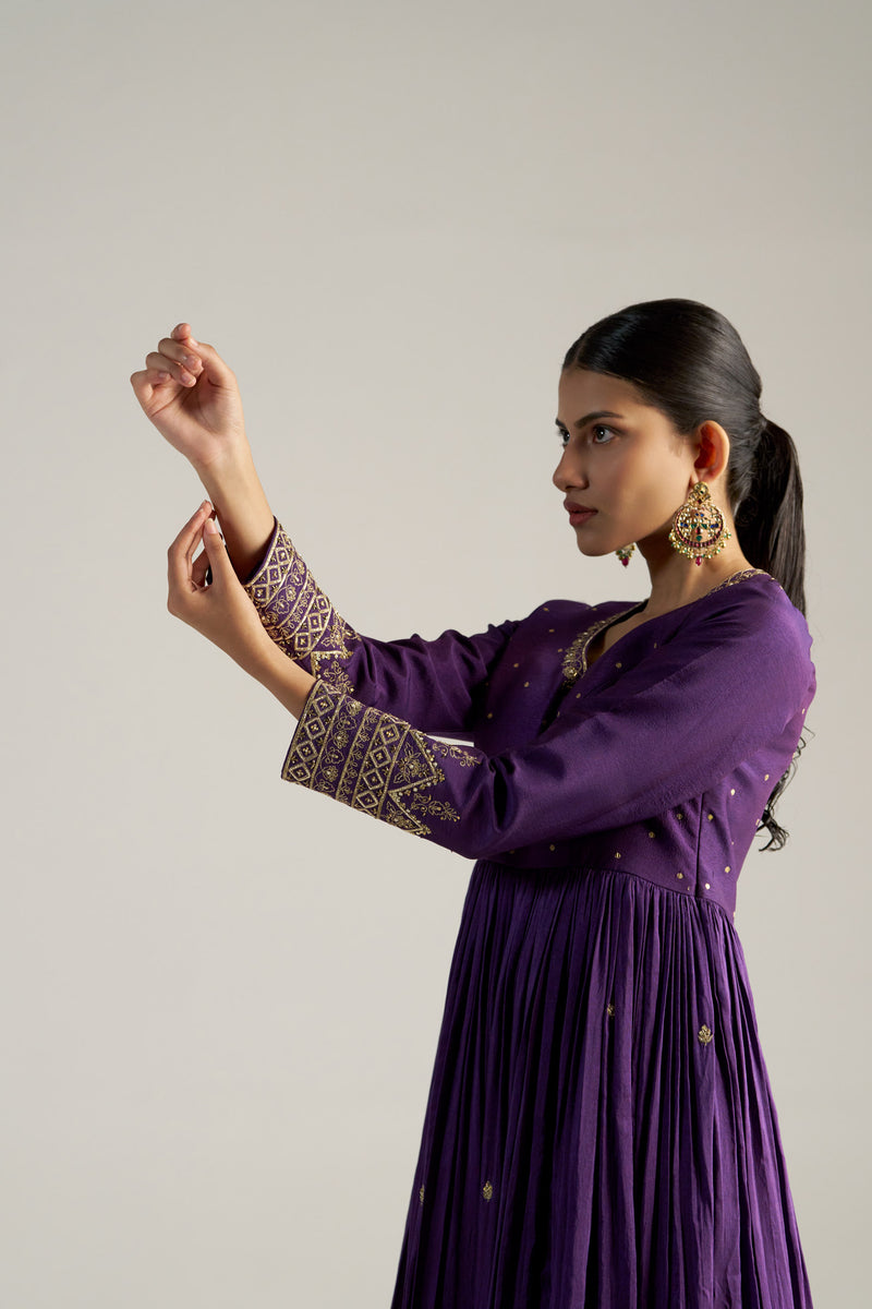 Purple Anarkali With Pants
