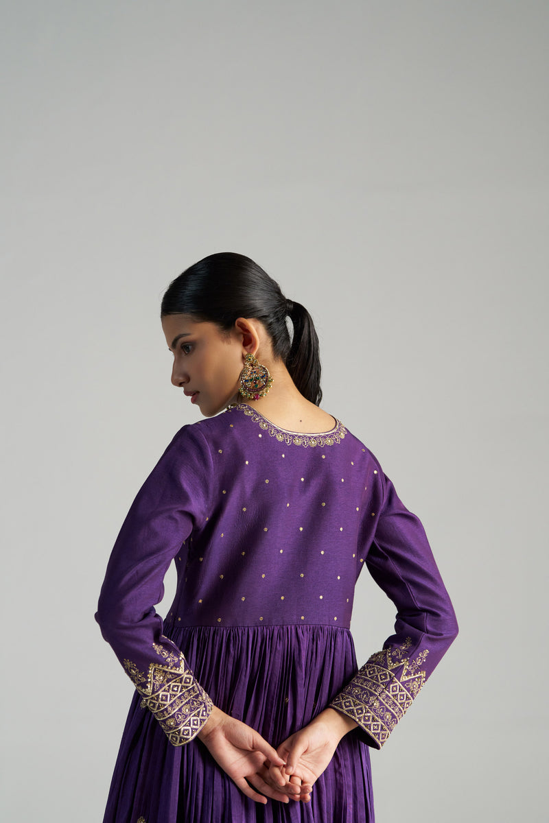 Purple Anarkali With Pants