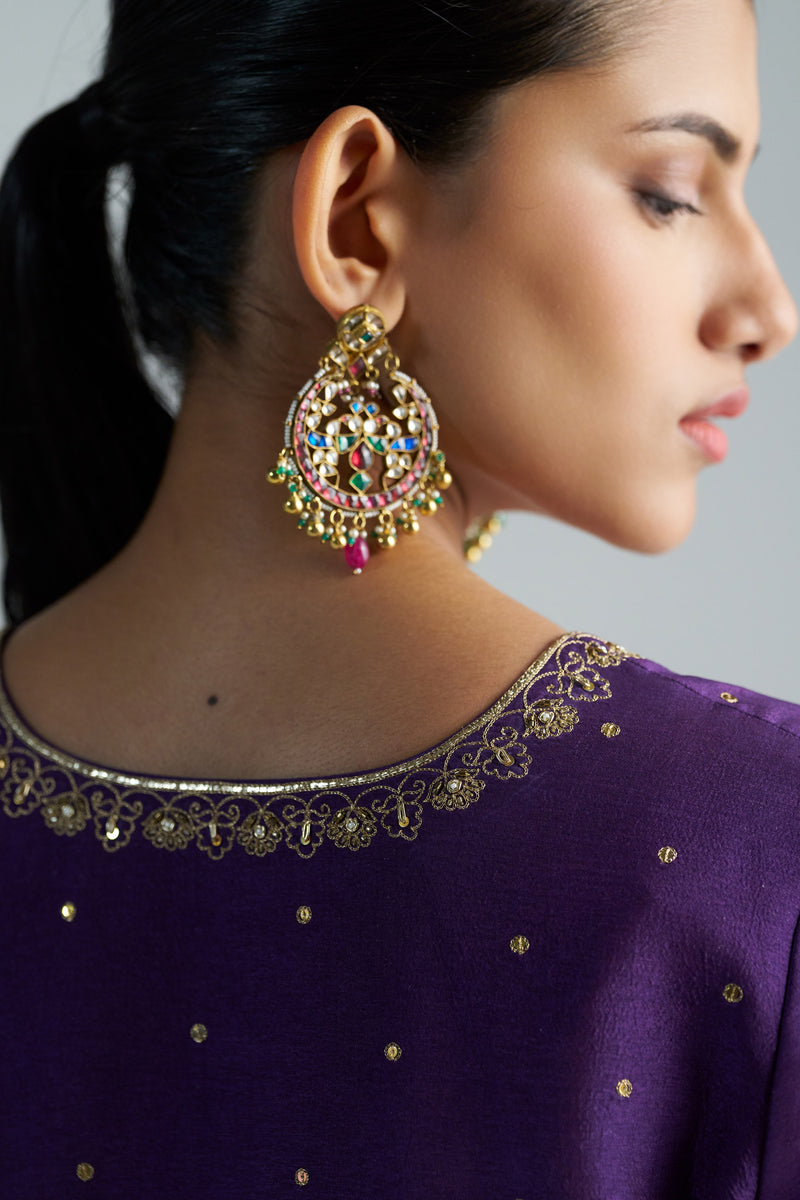 Purple Anarkali With Pants
