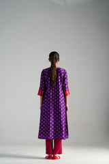 Pink And Purple Brocade A-line Kurta With Pants