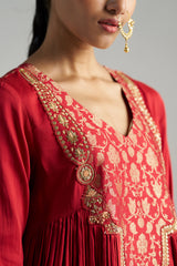 Red Kurta With Pants