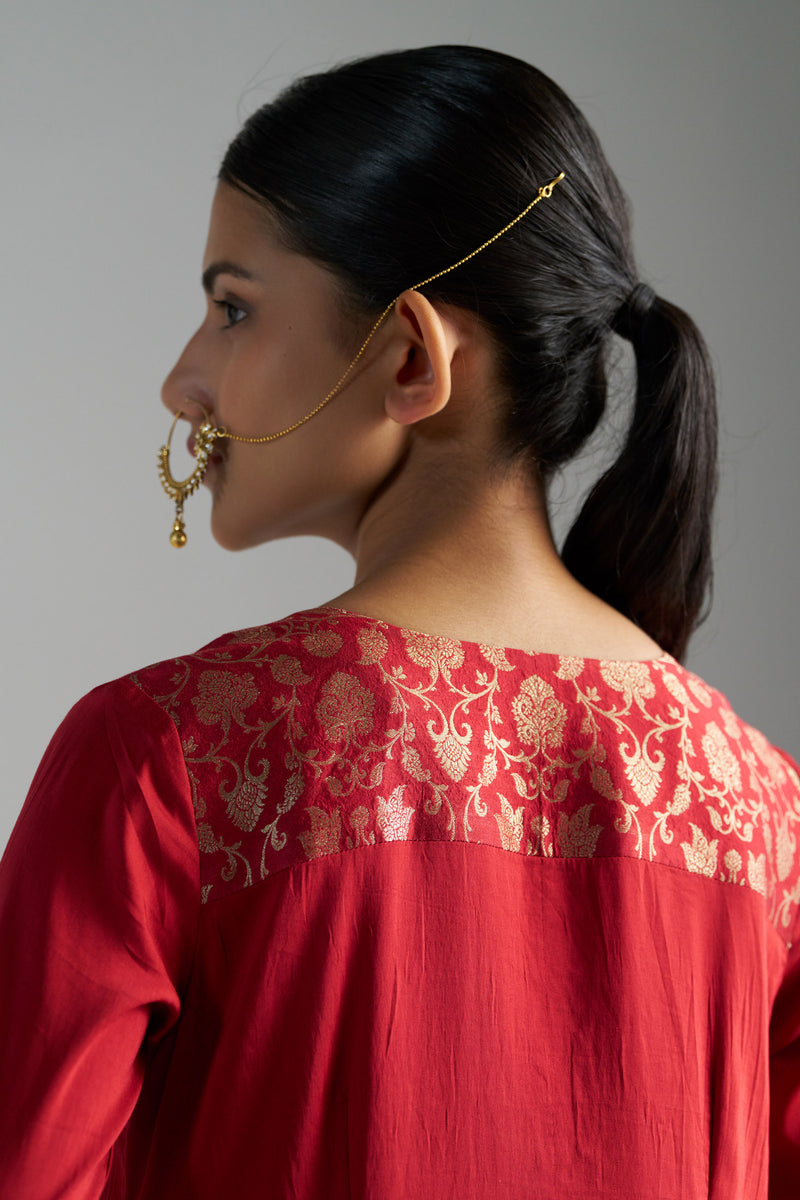 Red Kurta With Pants