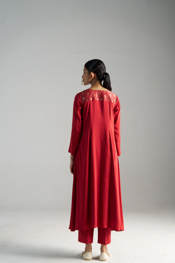 Red Kurta With Pants