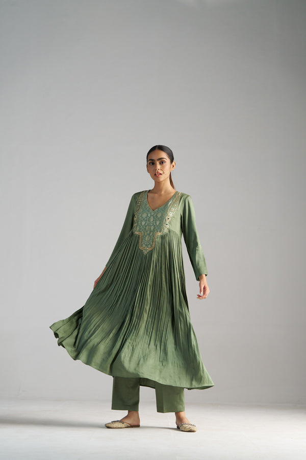 Green Kurta With Pants