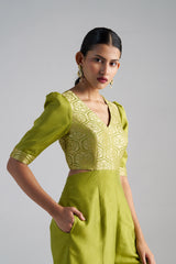 Green Brocade Jumpsuit
