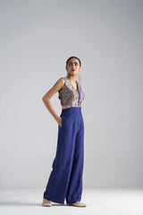 Blue Brocade Jumpsuit
