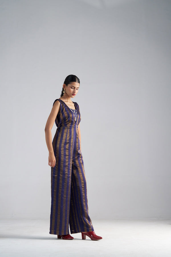 Blue Striped Jumpsuit with bustier