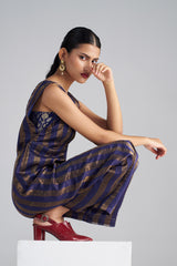 Blue Striped Jumpsuit with bustier