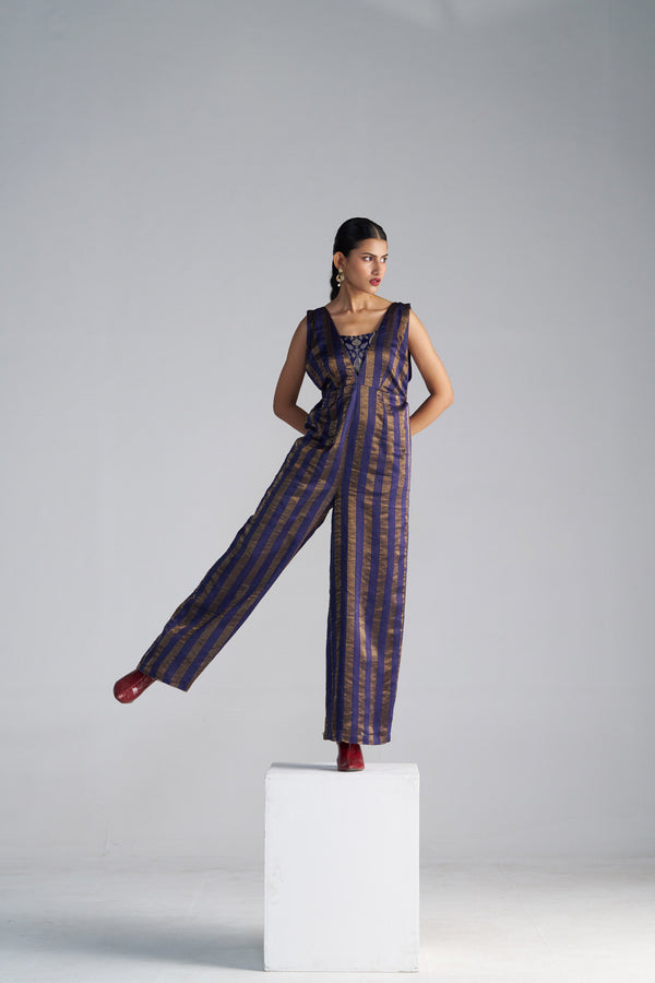 Blue Striped Jumpsuit with bustier