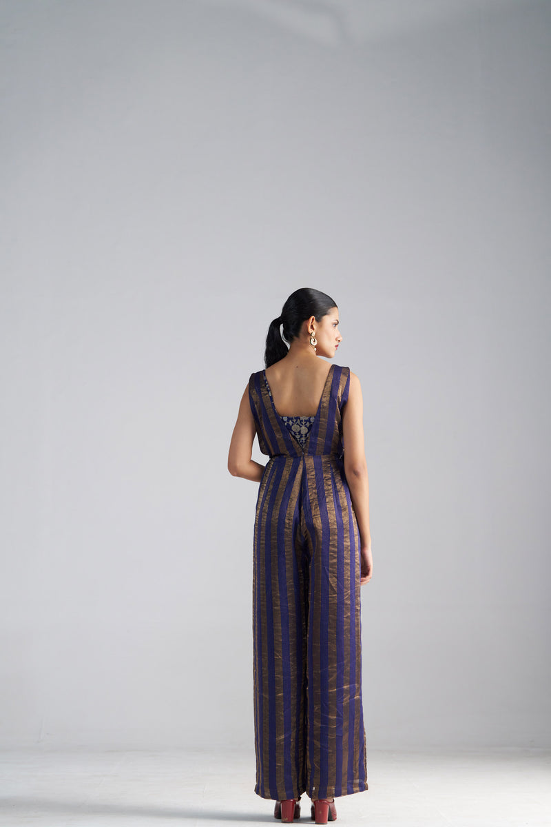 Blue Striped Jumpsuit with bustier