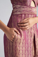 Wine Brocade Jumpsuit