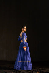 Blue Lehengha Set And Dupatta With Hand Embroidered Details