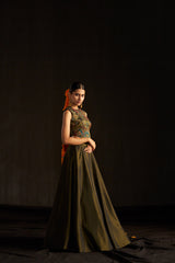 Black Kalamkari Top And Skirt