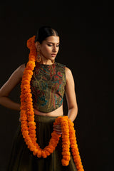 Black Kalamkari Top And Skirt