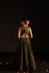 Black Kalamkari Top And Skirt