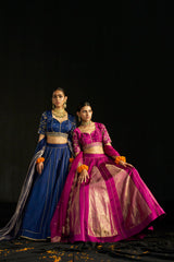 Magenta Brocade Lehengha Paired With Silk Blouse And Organza Dupatta