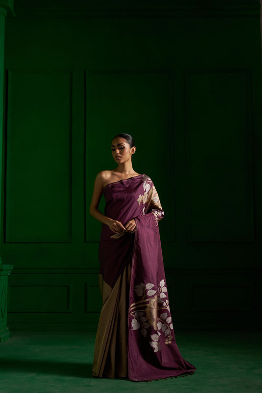 Angoori Half & Half Saree  handwoven in Banaras